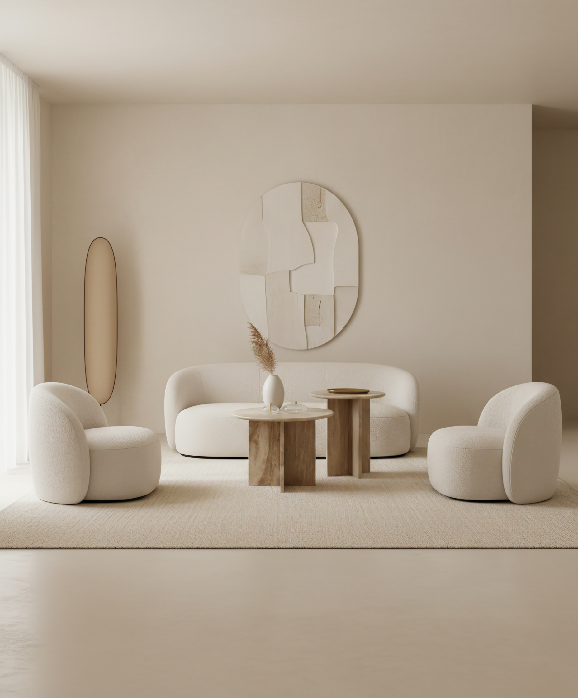 Set de 2 mesas de centro de mármol redondas