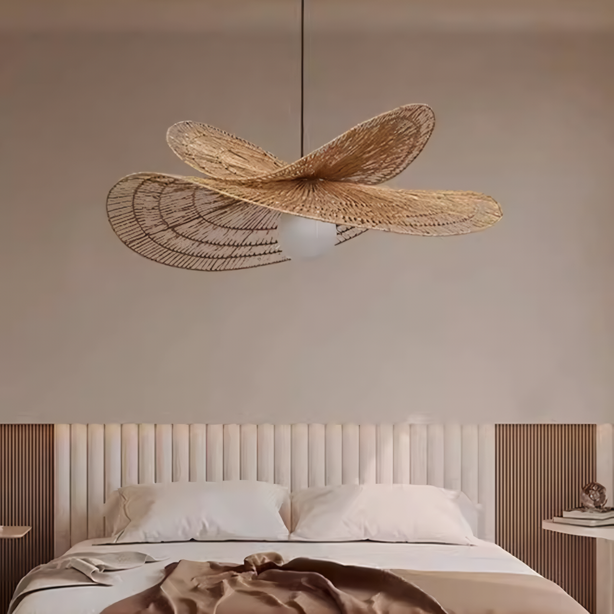 Lámpara colgante con diseño de ondas tejido a mano