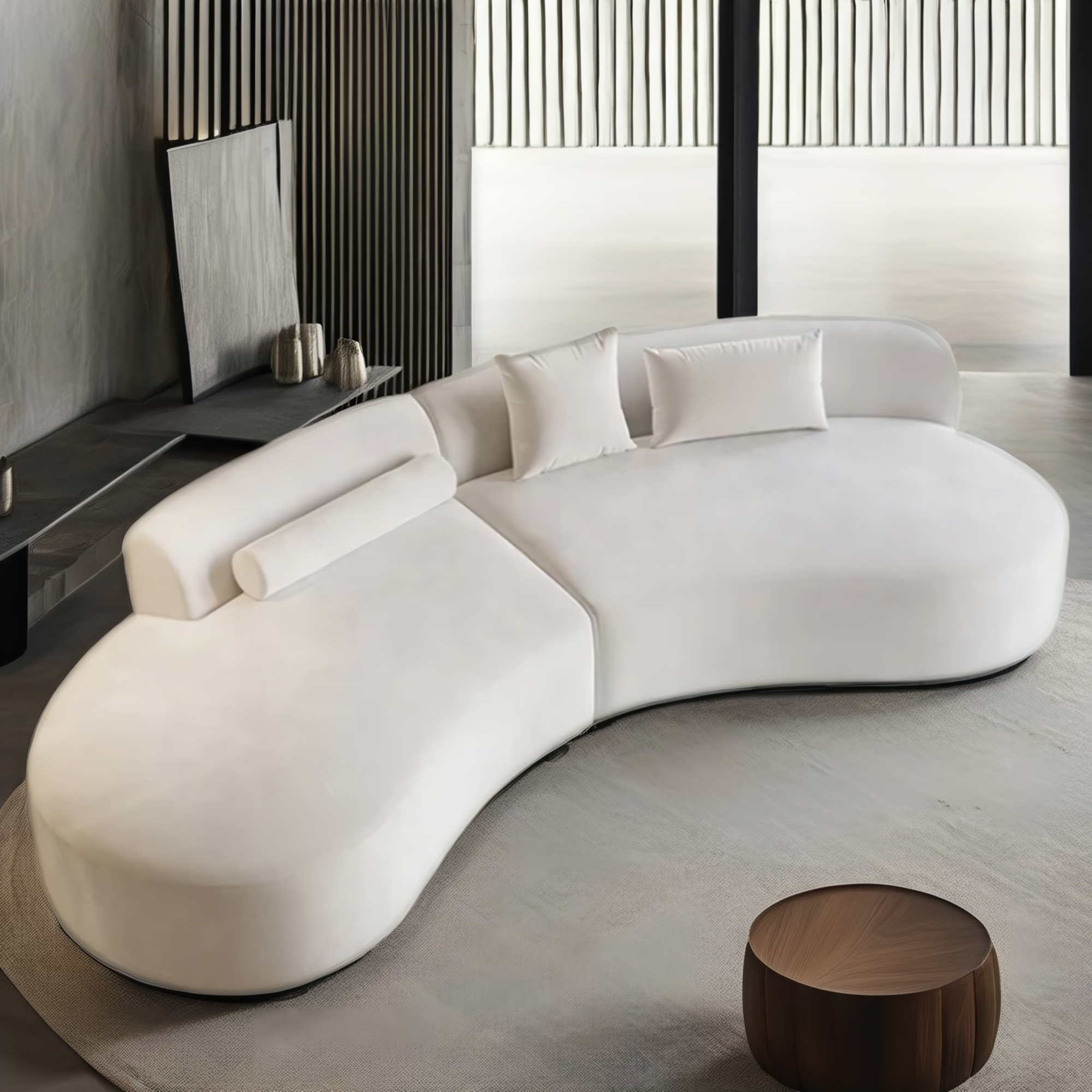 Sofá curvo minimalista ovalado