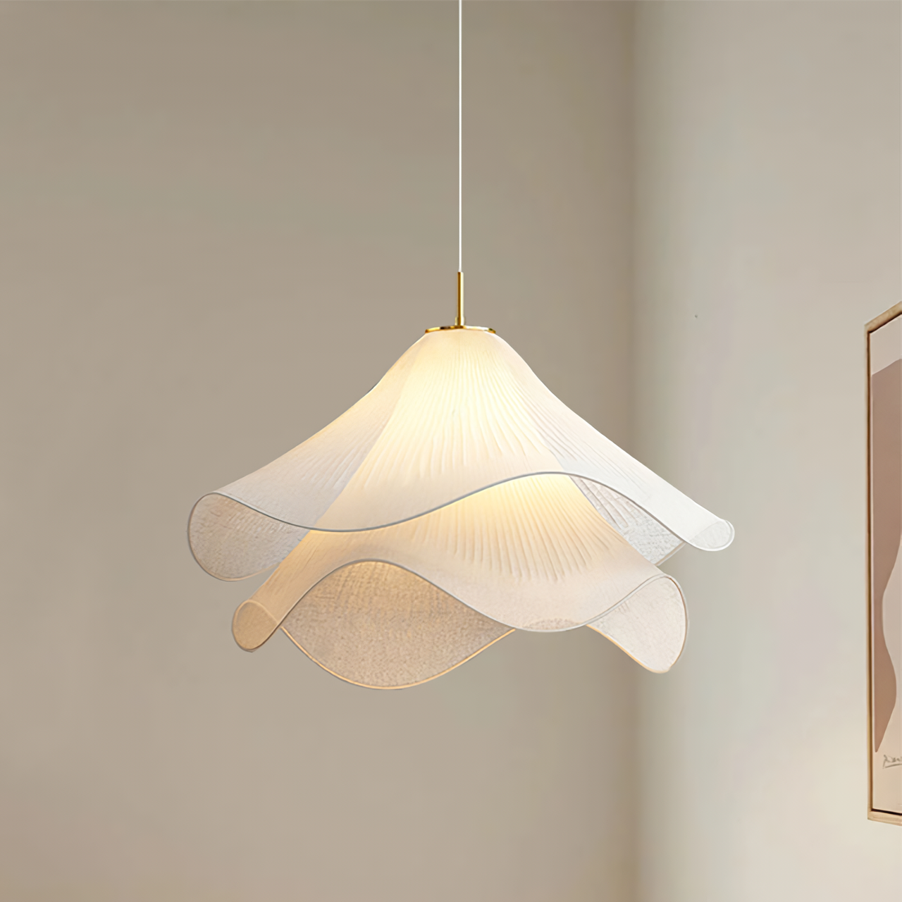Lámpara colgante de tela con diseño de ondas