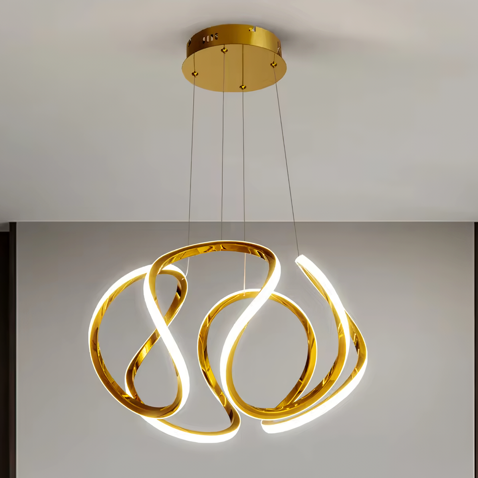 Lámpara Dorada colgante con diseño de ondas - espiral