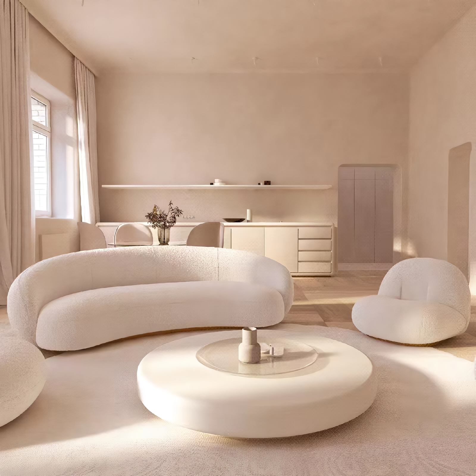 Sofá curvo moderno minimalista (3 - 1)