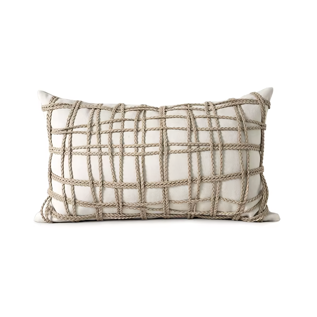 Cojín rectangular con diseño tejido
