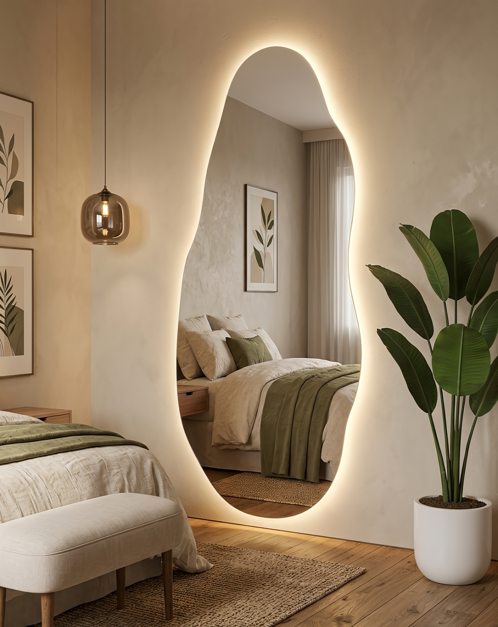 Espejo irregular cuerpo entero con luz led