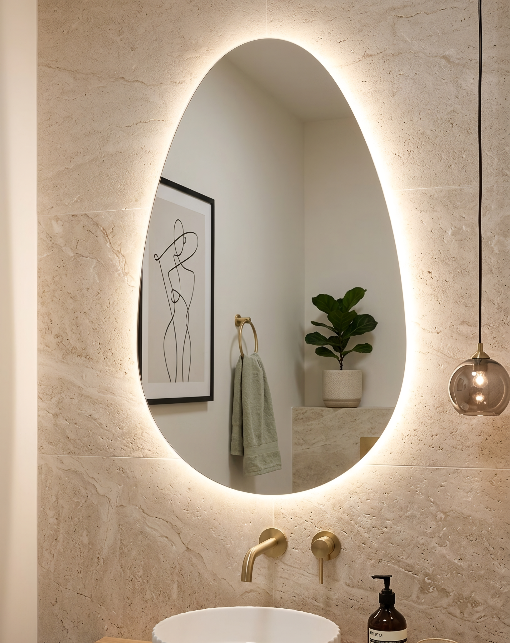 Espejo ovalado con luz led