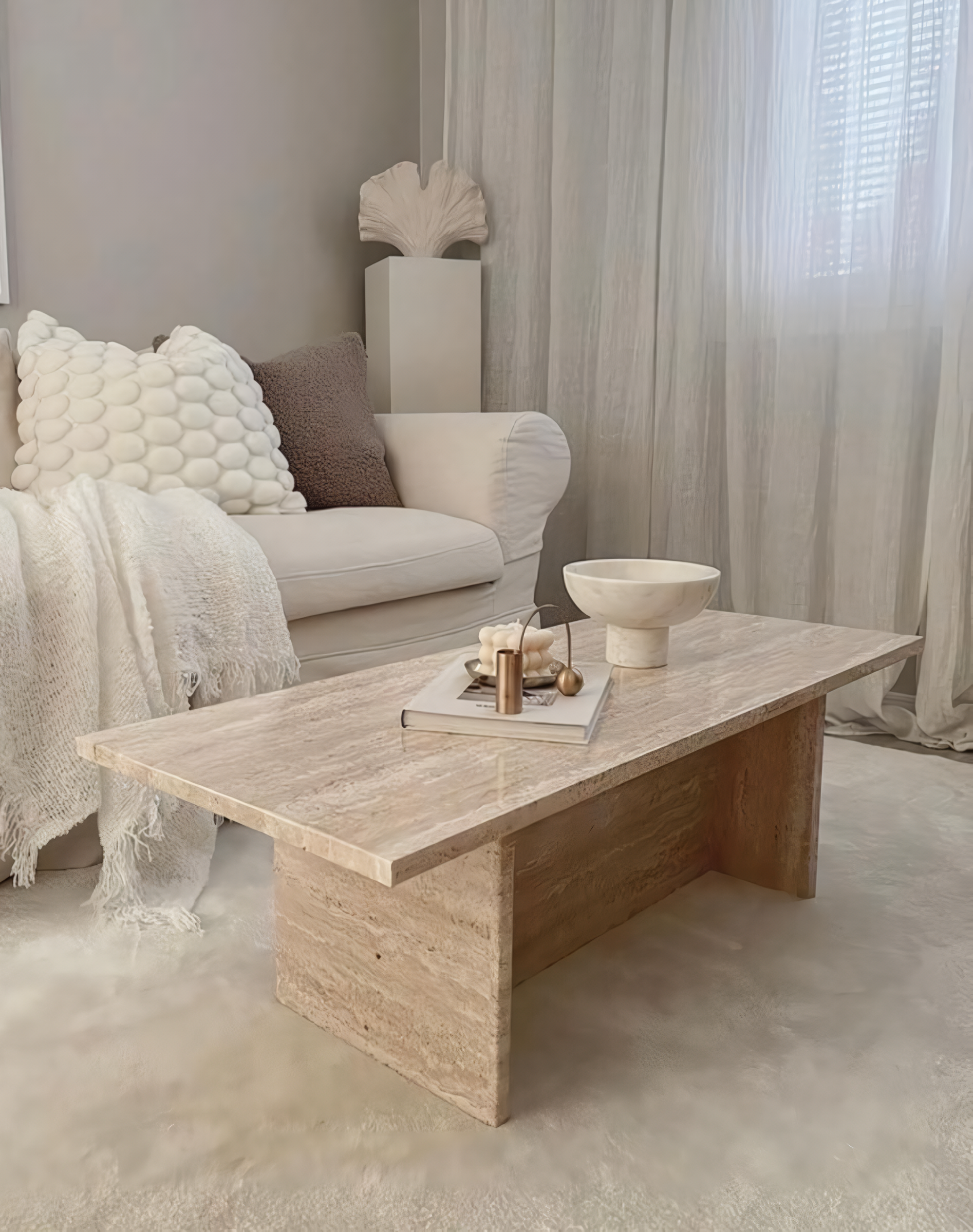 Mesa de centro de mármol rectángular