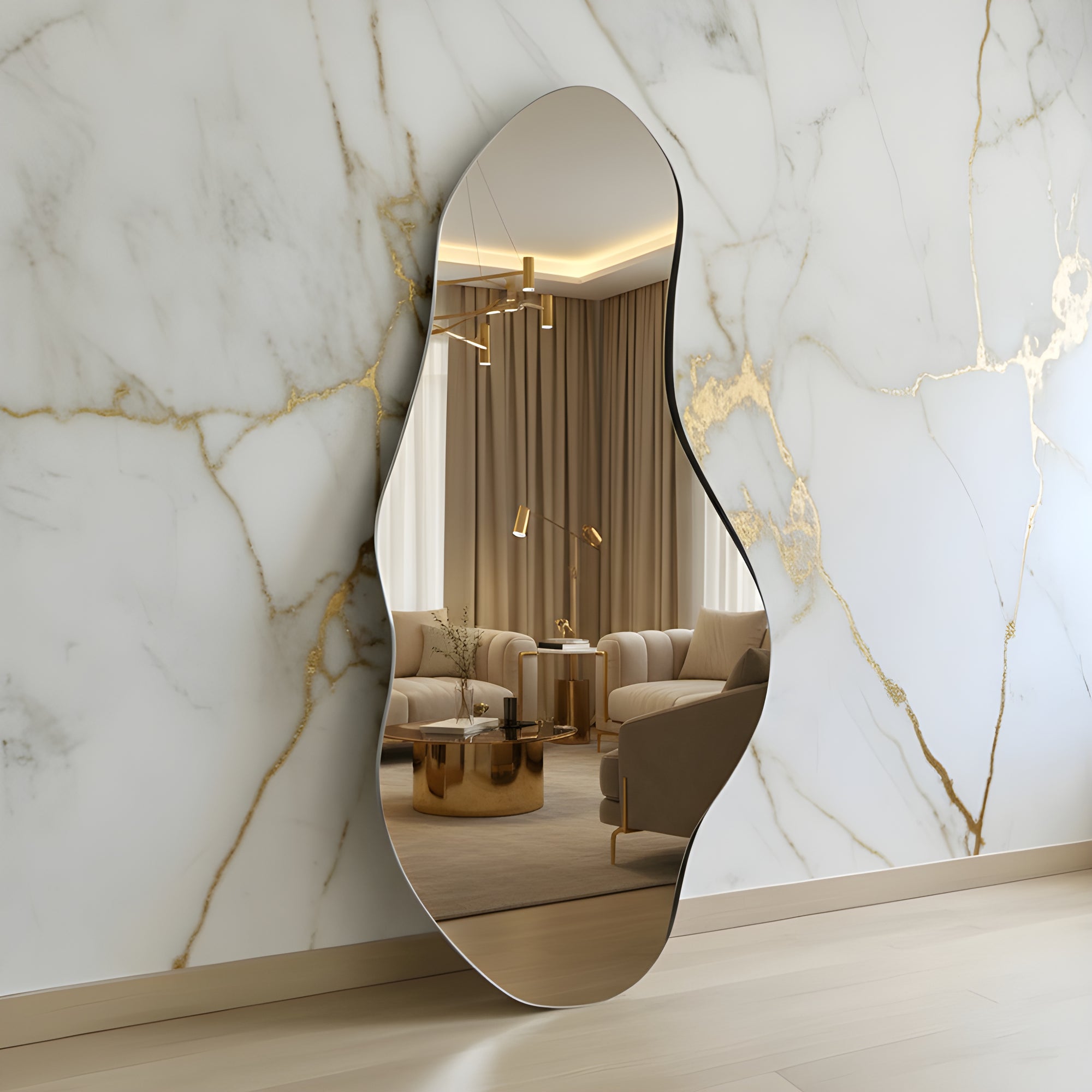 Espejo orgánico con diseño de Ola - Irregular