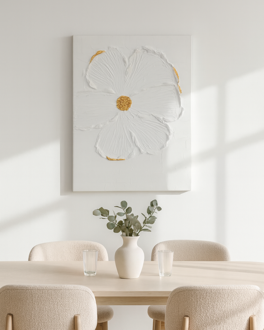 Cuadro White Blossom Flor blanca y dorada