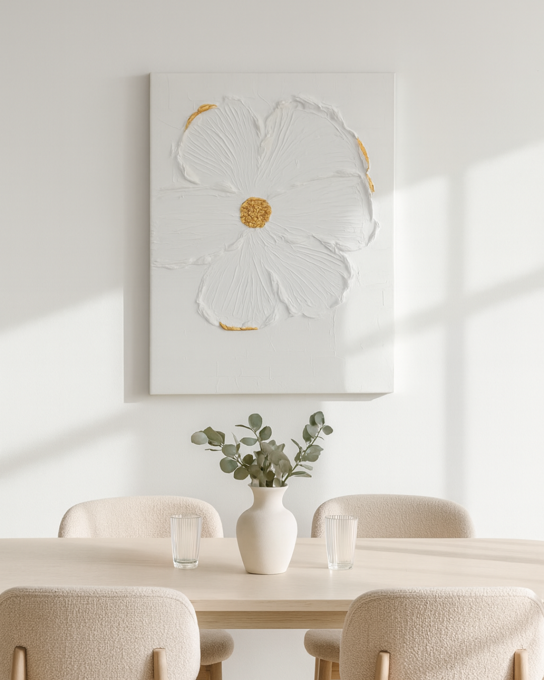 Cuadro White Blossom Flor blanca y dorada