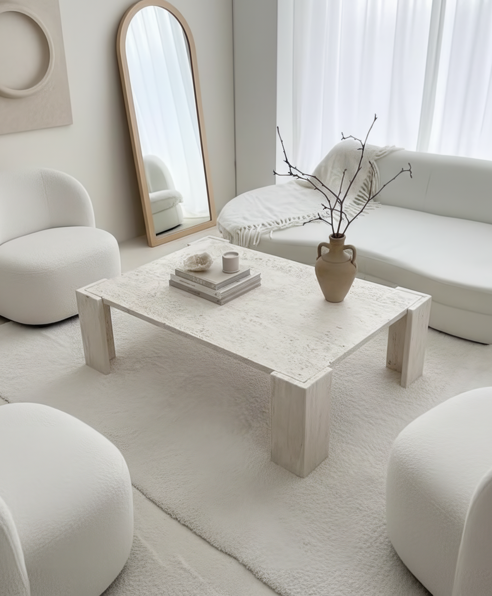 Mesa de centro de mármol rectángular minimalista