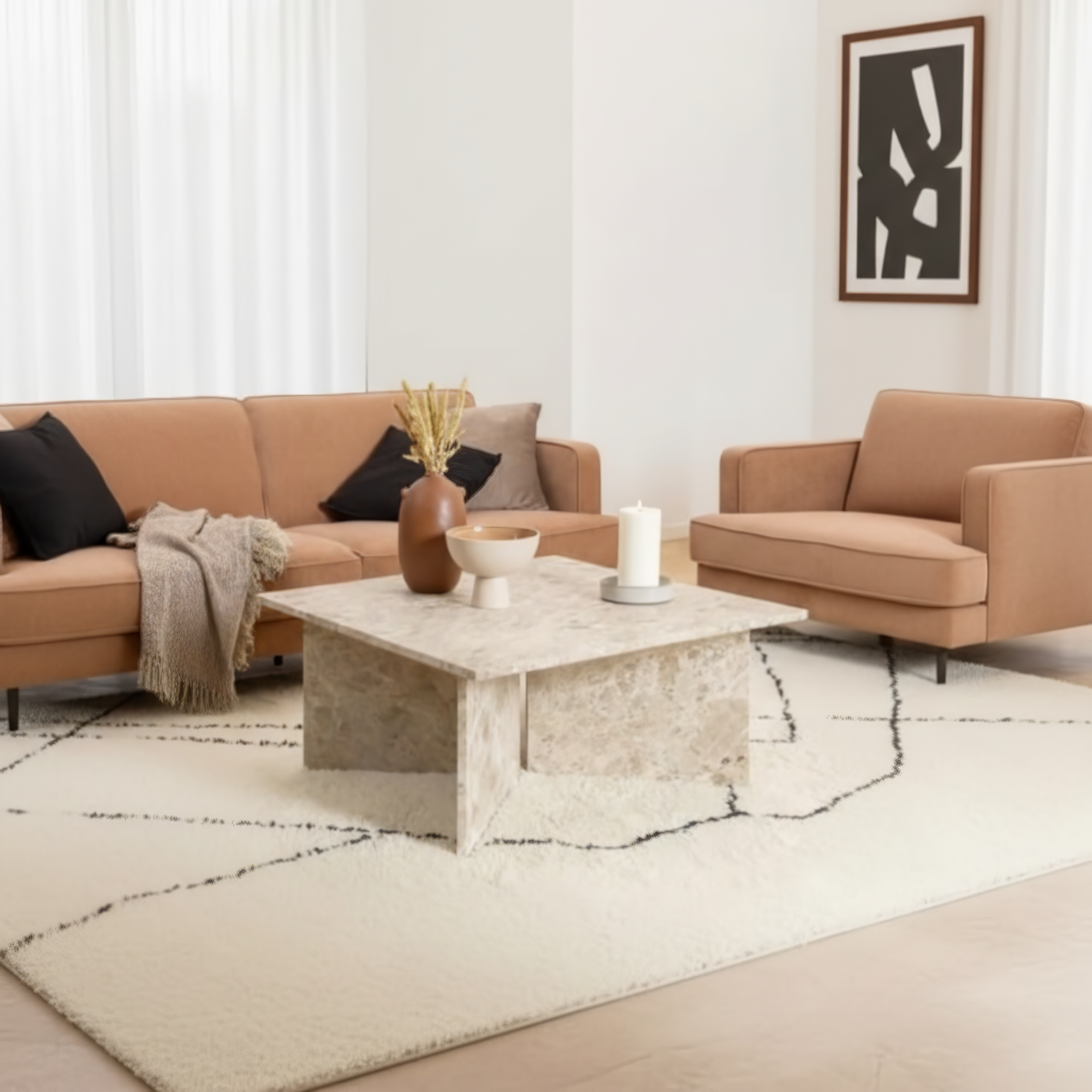 Mesa de centro de mármol cuadrada