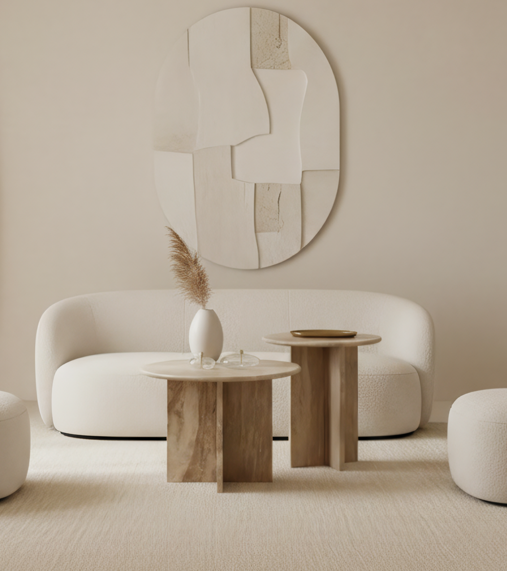 Set de 2 mesas de centro de mármol redondas