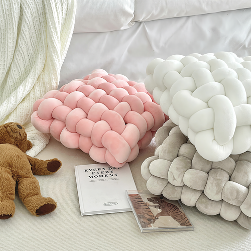 Cojín cuadrado tejido a Mano de terciopelo