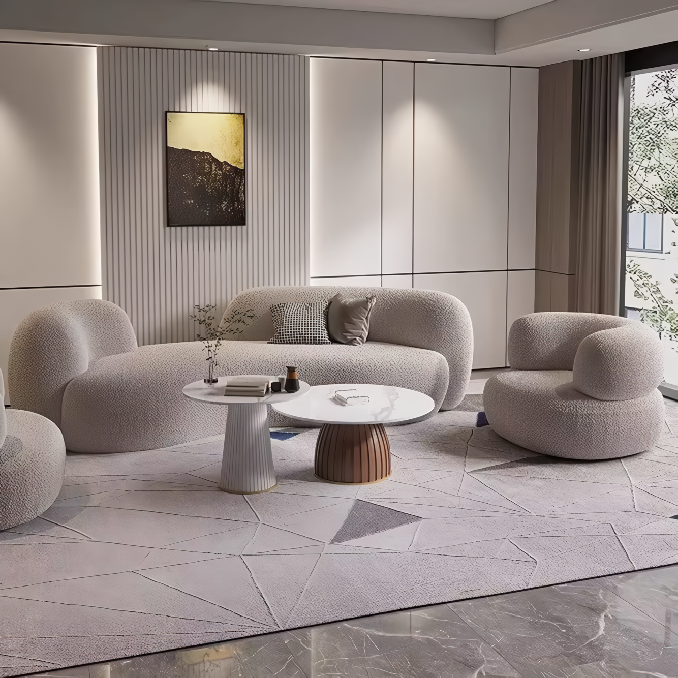 Juego de sofás curvo minimalista (3 - 1)