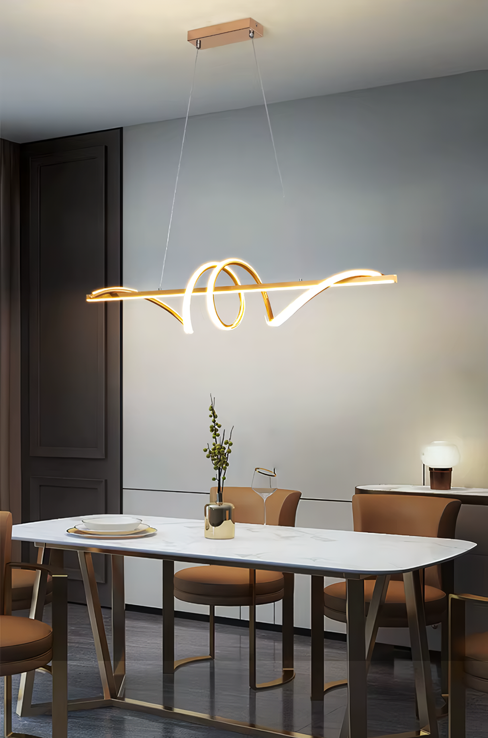 Lámpara Colgante LED Posmoderna con Diseño Curvo