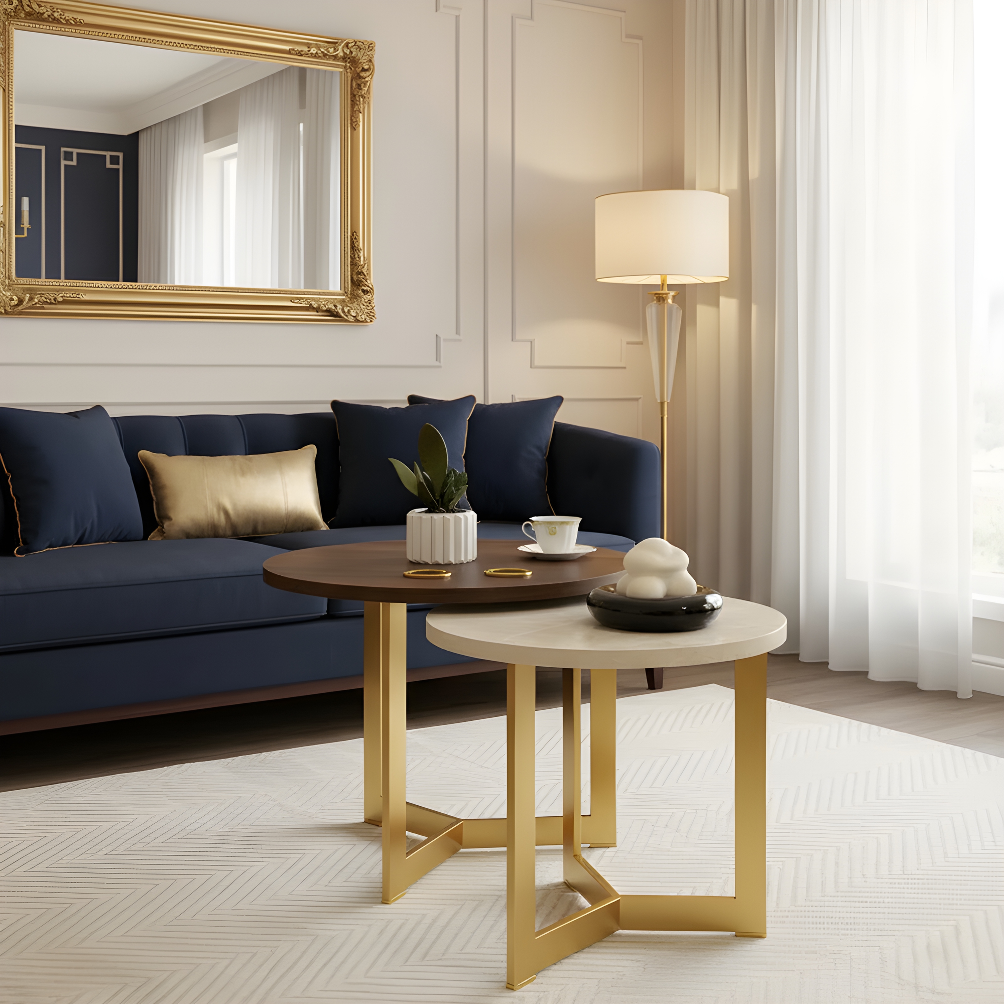 Mesa de centro industrial circular