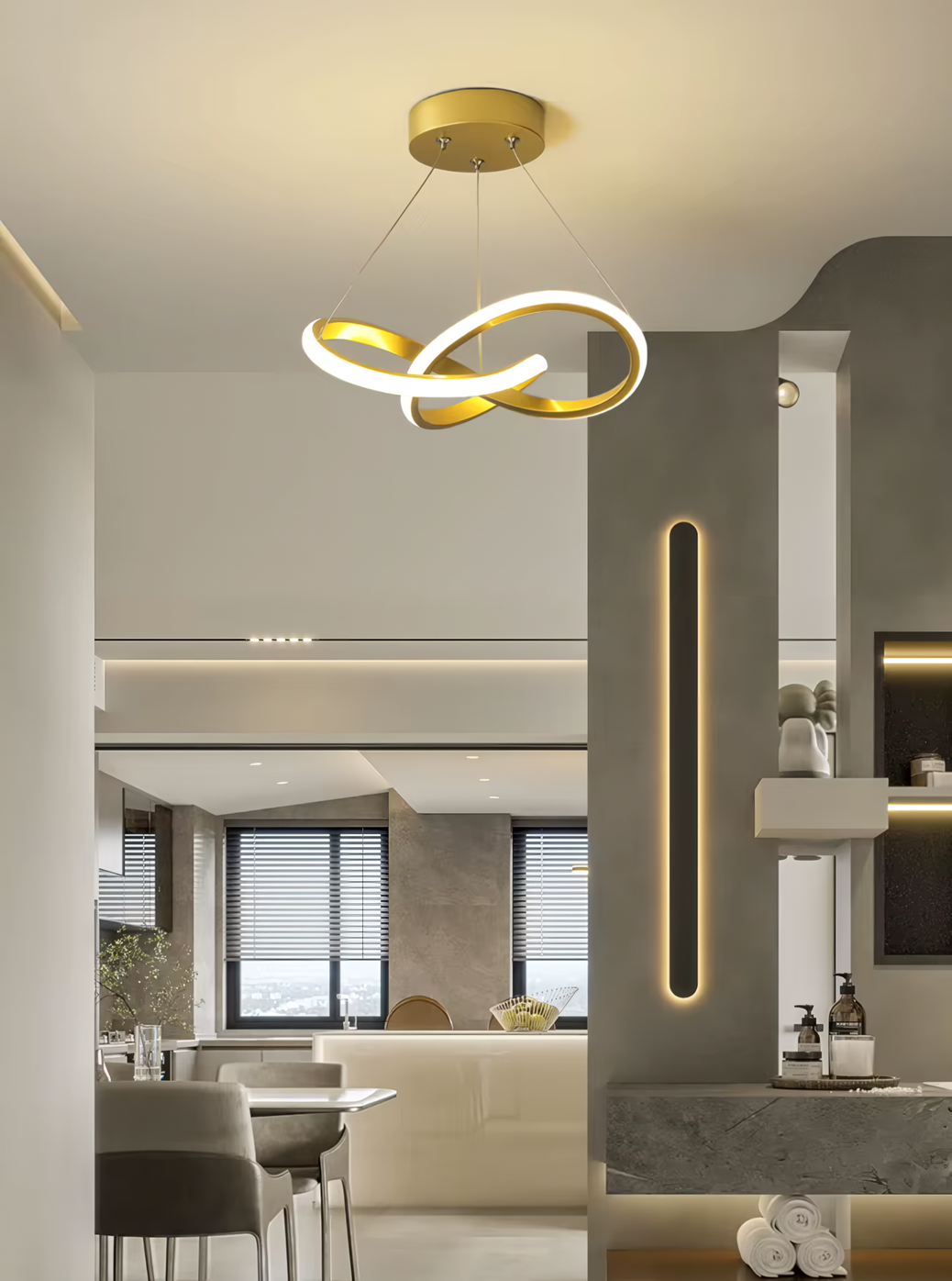 Lámpara Colgante con Tira LED dorado