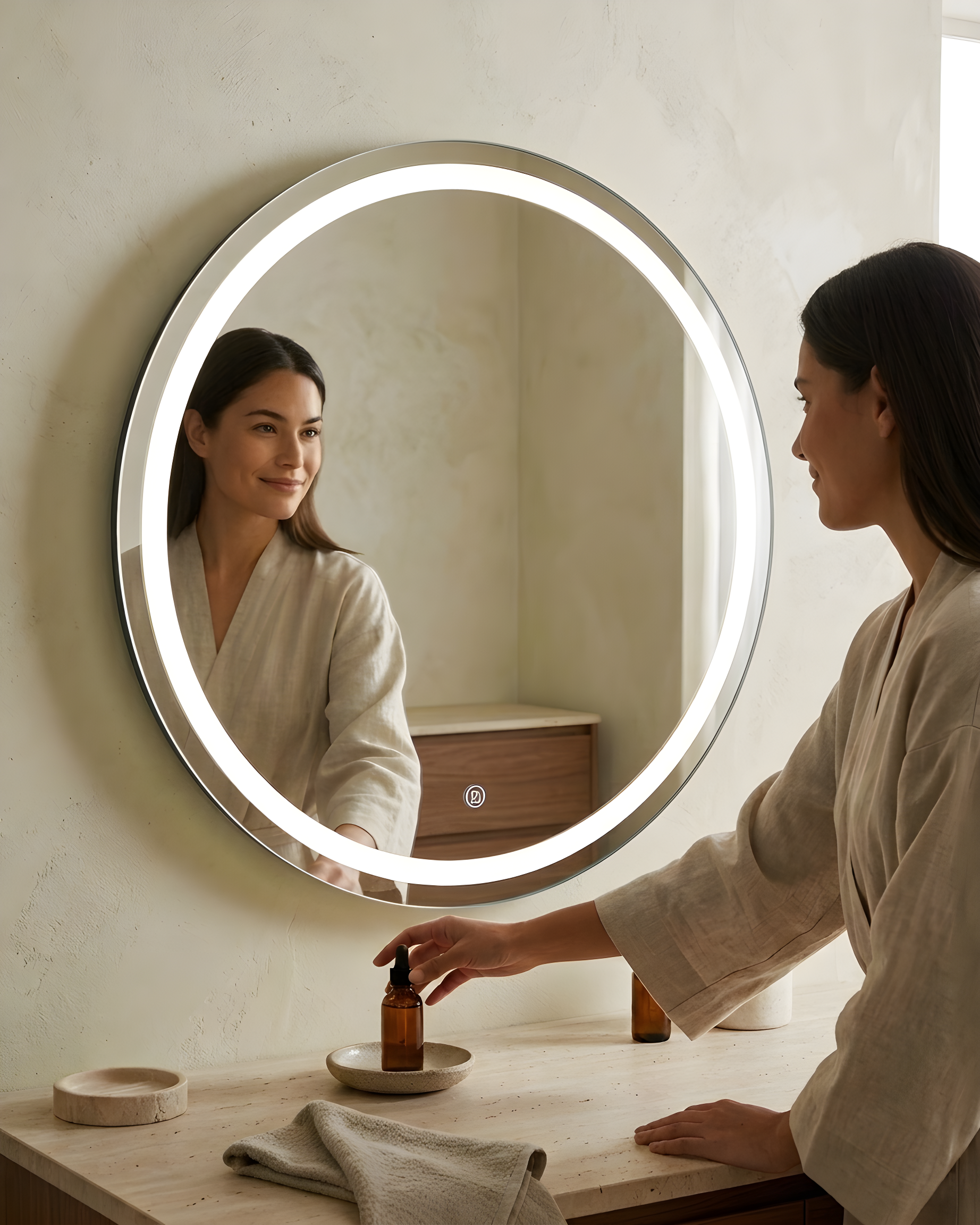 Espejo circular con luz led
