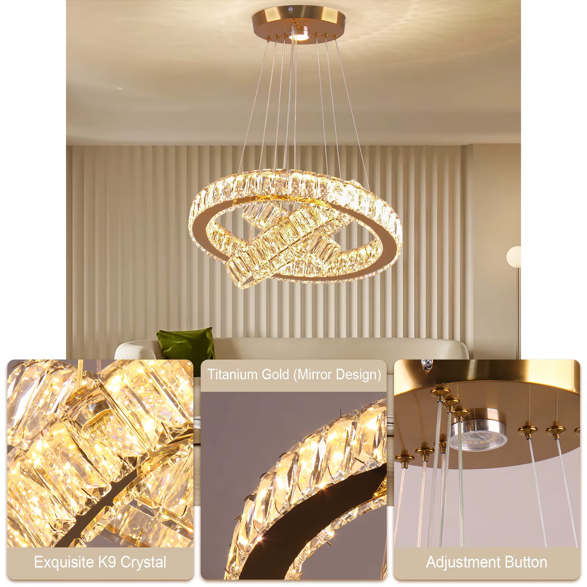 Elegante Lámpara colgante - candelabro de cristal