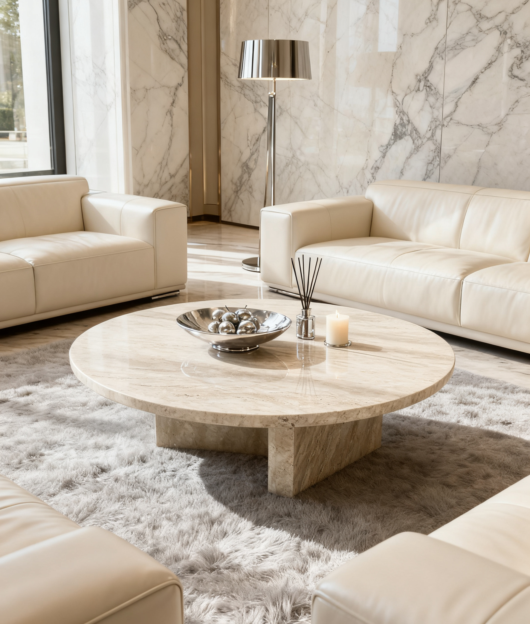 Mesa de mármol redonda minimalista