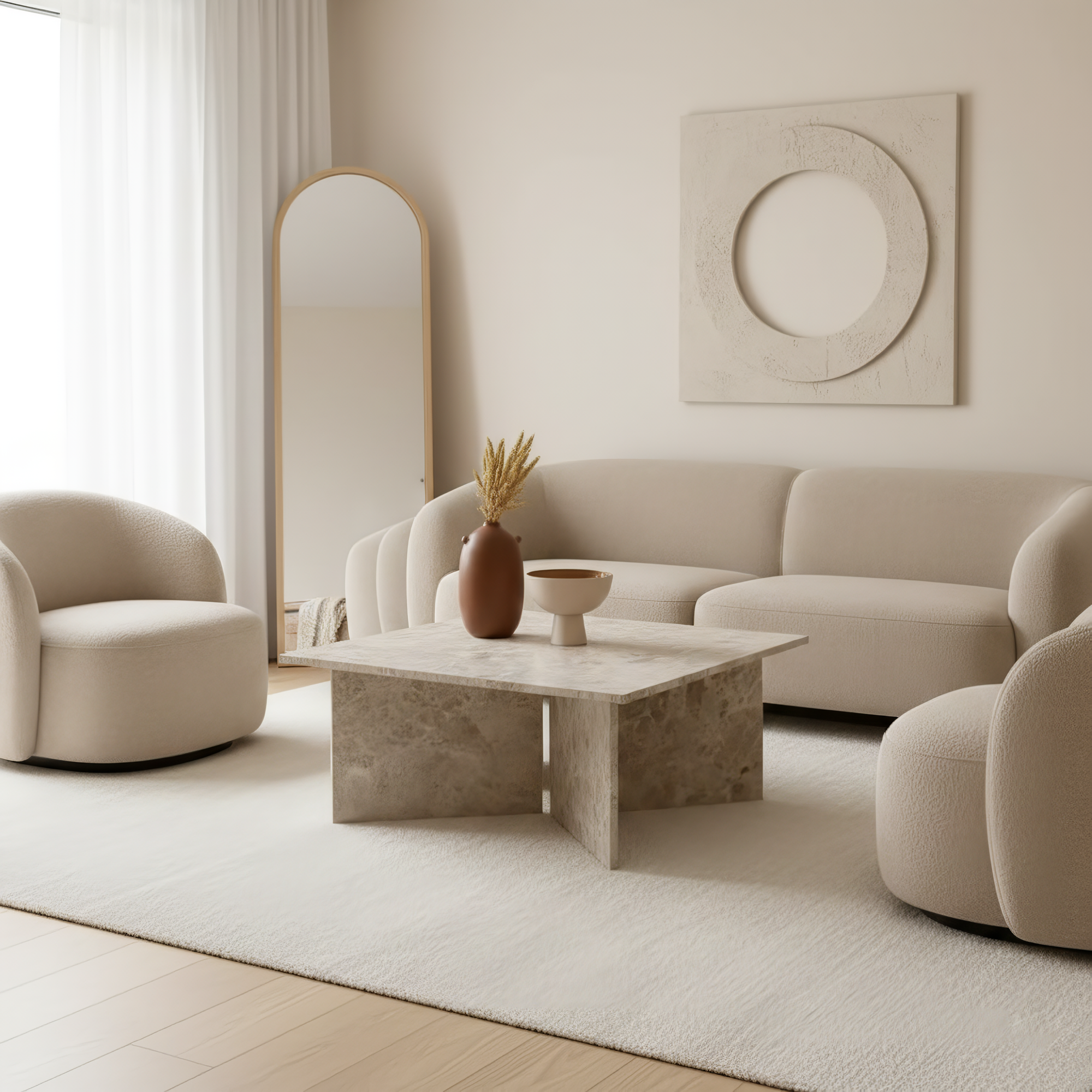 Mesa de centro de mármol cuadrada