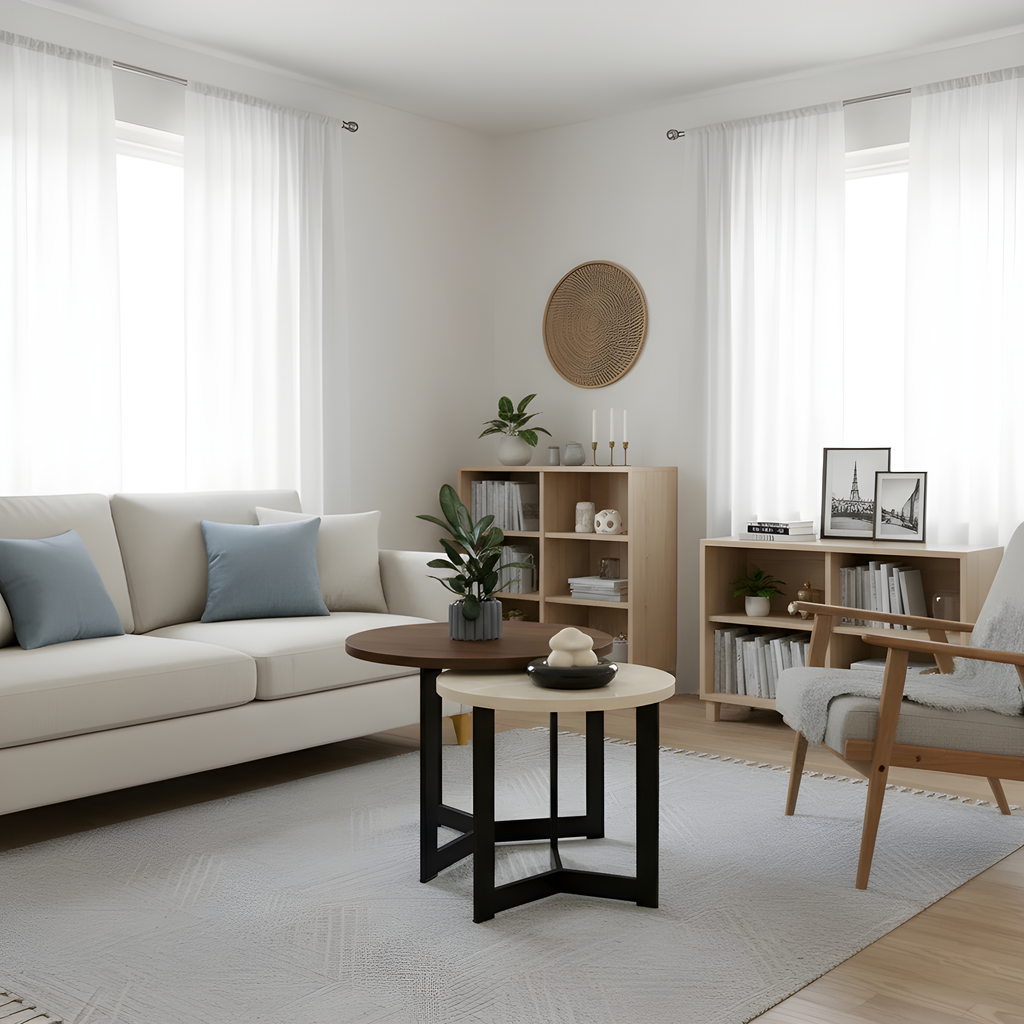 Mesa de centro industrial circular