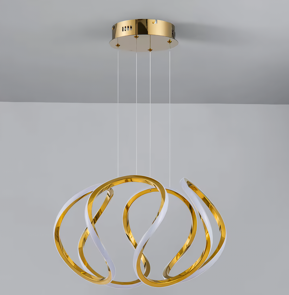 Lámpara Dorada colgante con diseño de ondas - espiral
