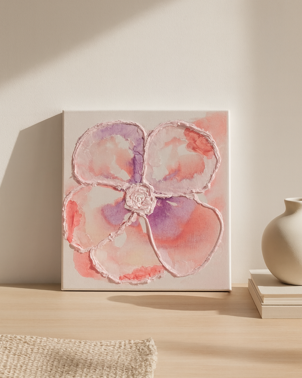 Cuadro Suculent Flor rosada Tuexturizado