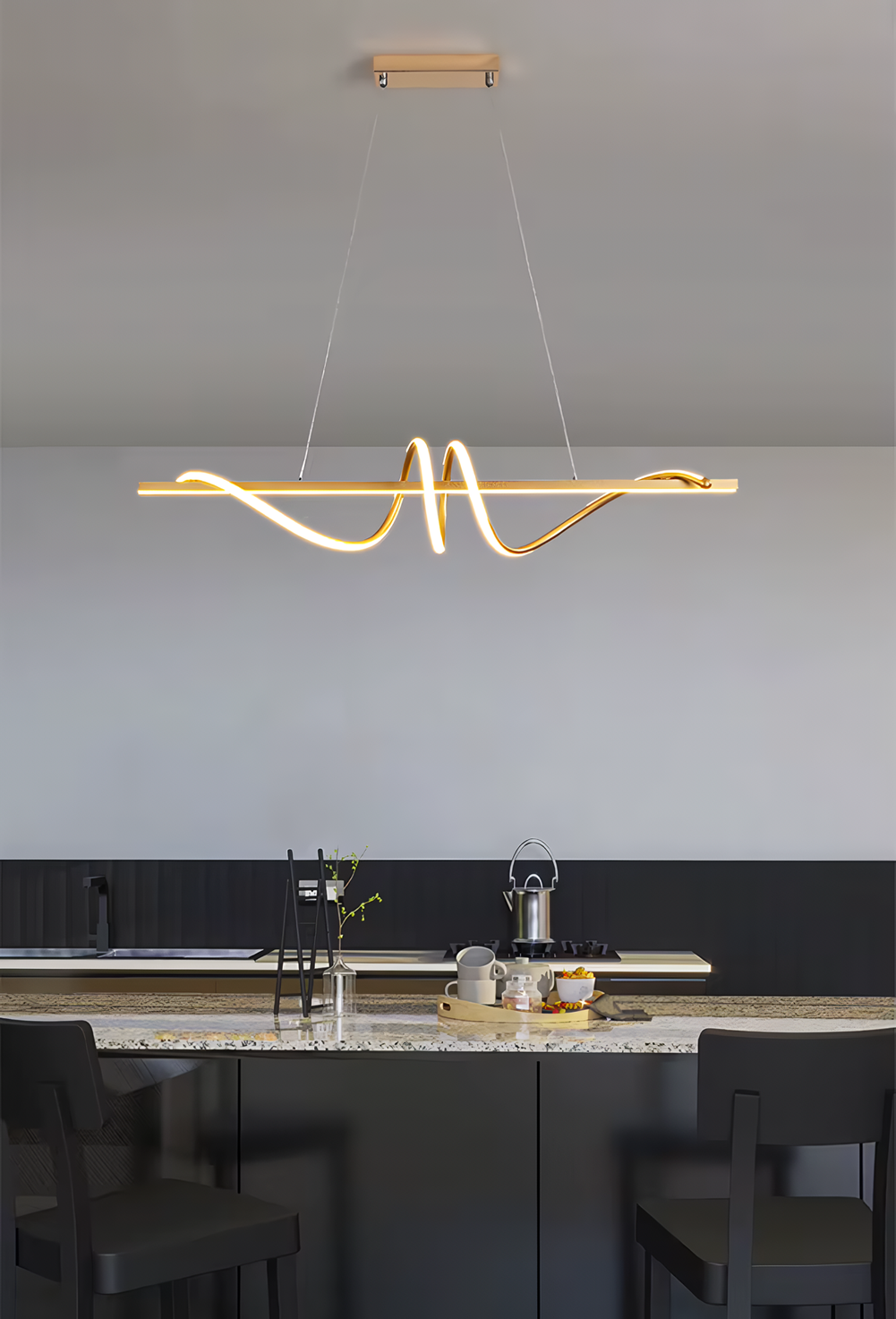 Lámpara Colgante LED Posmoderna con Diseño Curvo