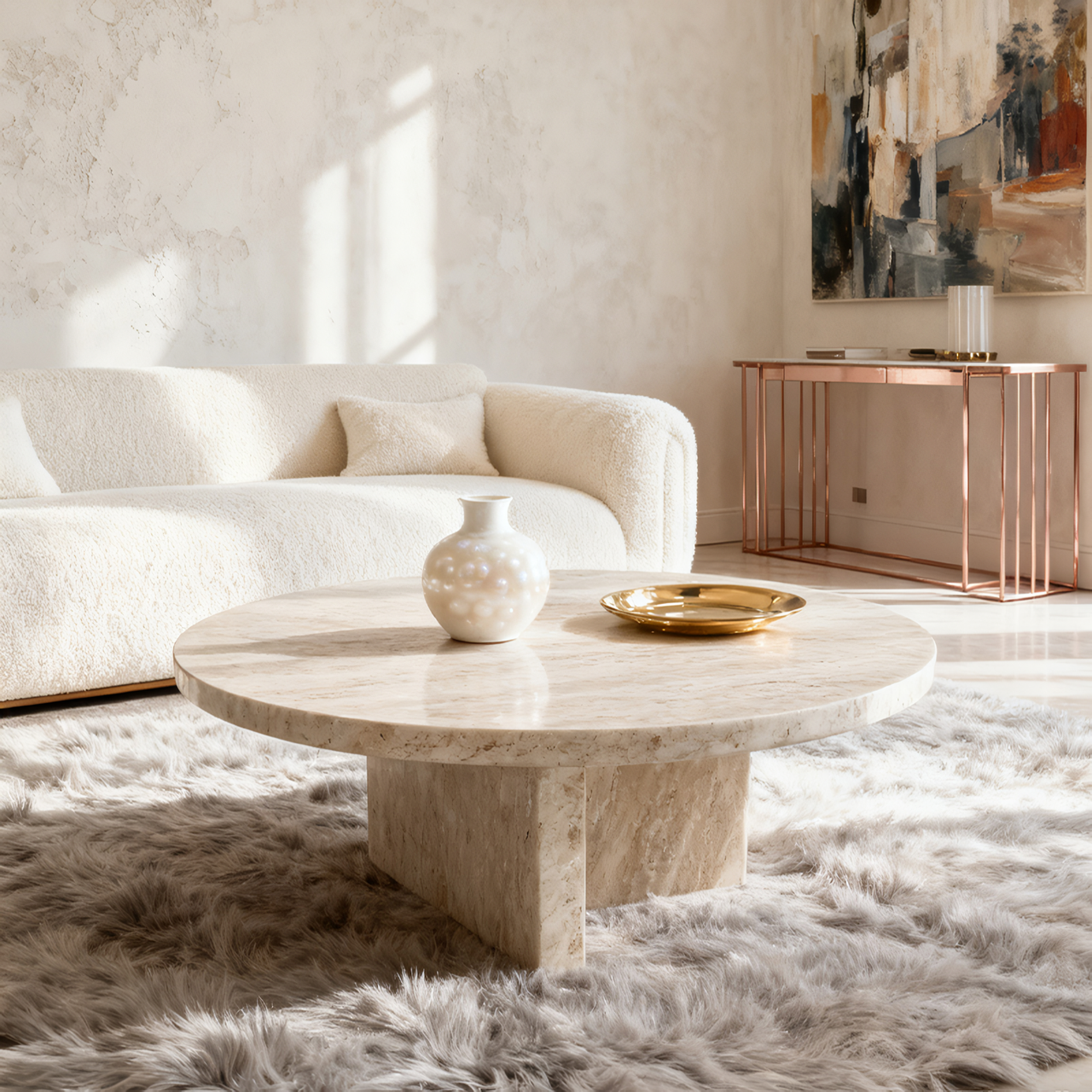 Mesa de mármol redonda minimalista