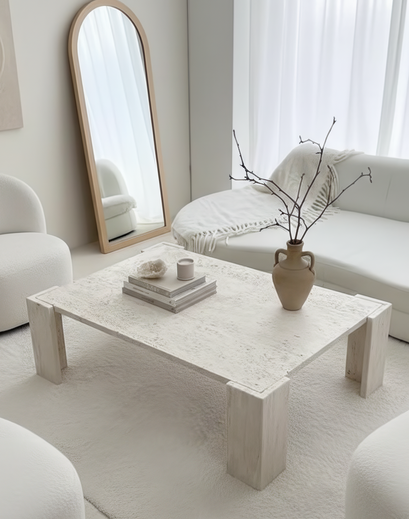 Mesa de centro de mármol rectángular minimalista