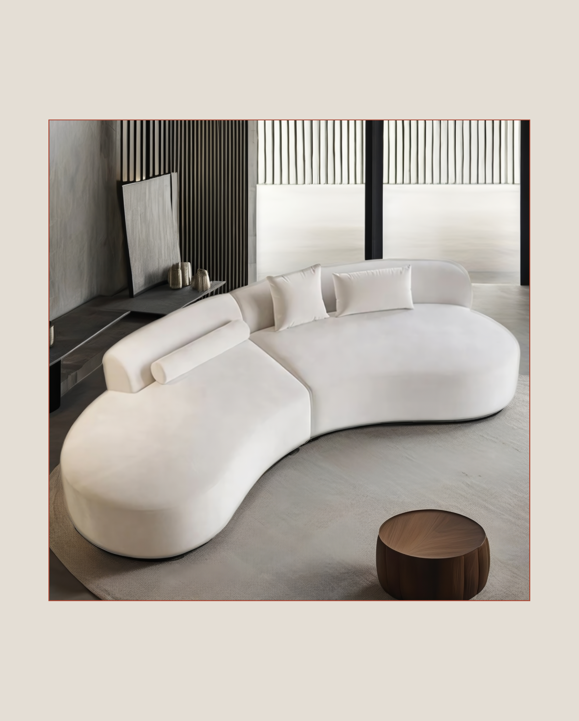 Sofá curvo minimalista ovalado