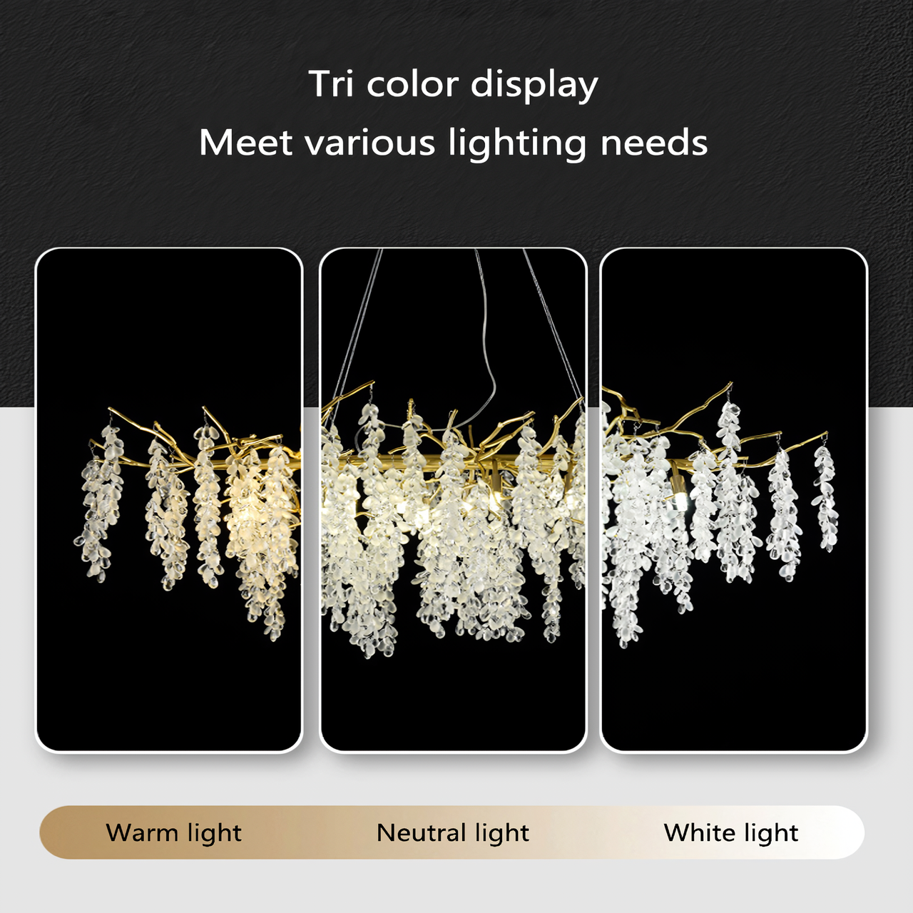 Lámpara araña dorada con cristales