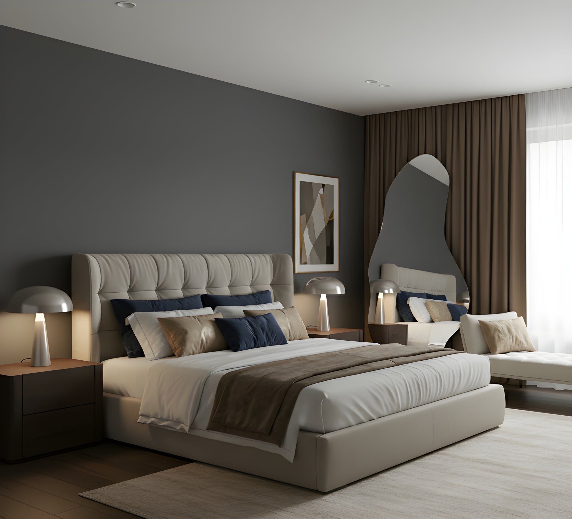 Espejo orgánico con diseño de Ola - Irregular