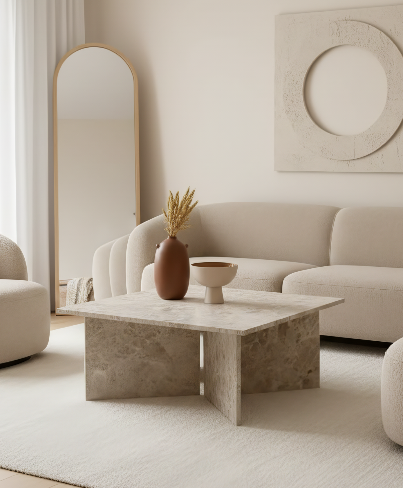 Mesa de centro de mármol cuadrada