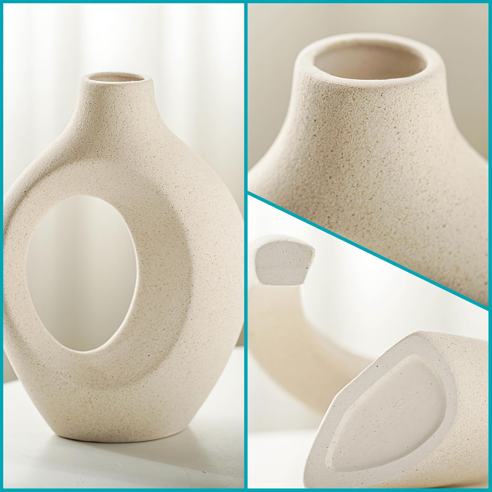 Set de Floreros de cerámica moho beige