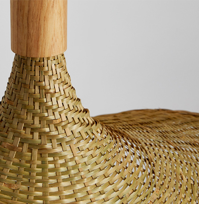 Lámpara de techo de bambú y ratán tejido (forma de sombrero)
