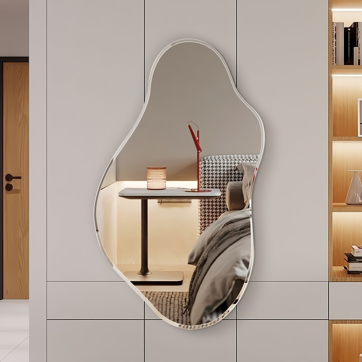 Espejo orgánico asimétrico irregular borde biselado