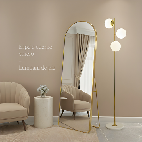 Combo Lámpara de pie + Espejo cuerpo entero forma de arco