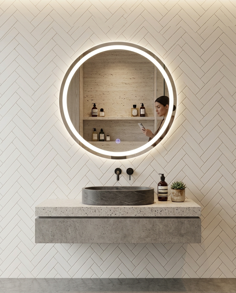 Espejo circular con luz led
