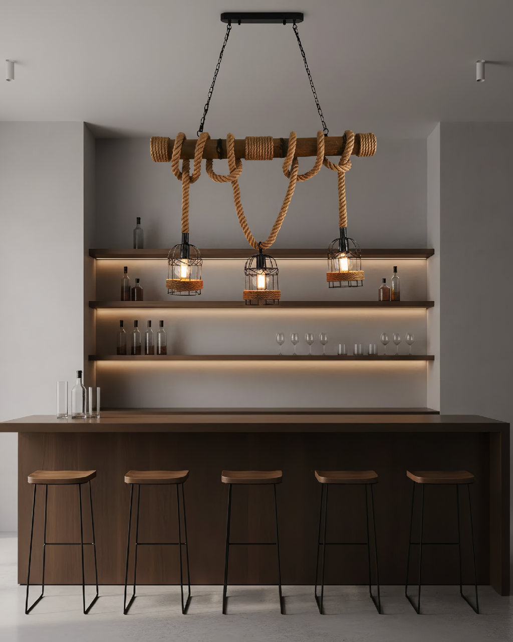 Set de 3 lámparas rusticas colgantes forma de jaula