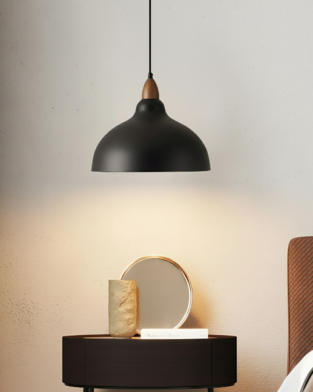 Lámpara colgante elegante forma circular negro
